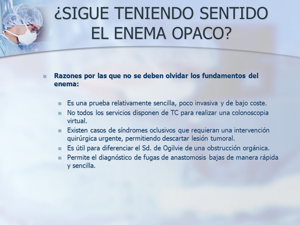 Dieta para preparacion de enema opaco